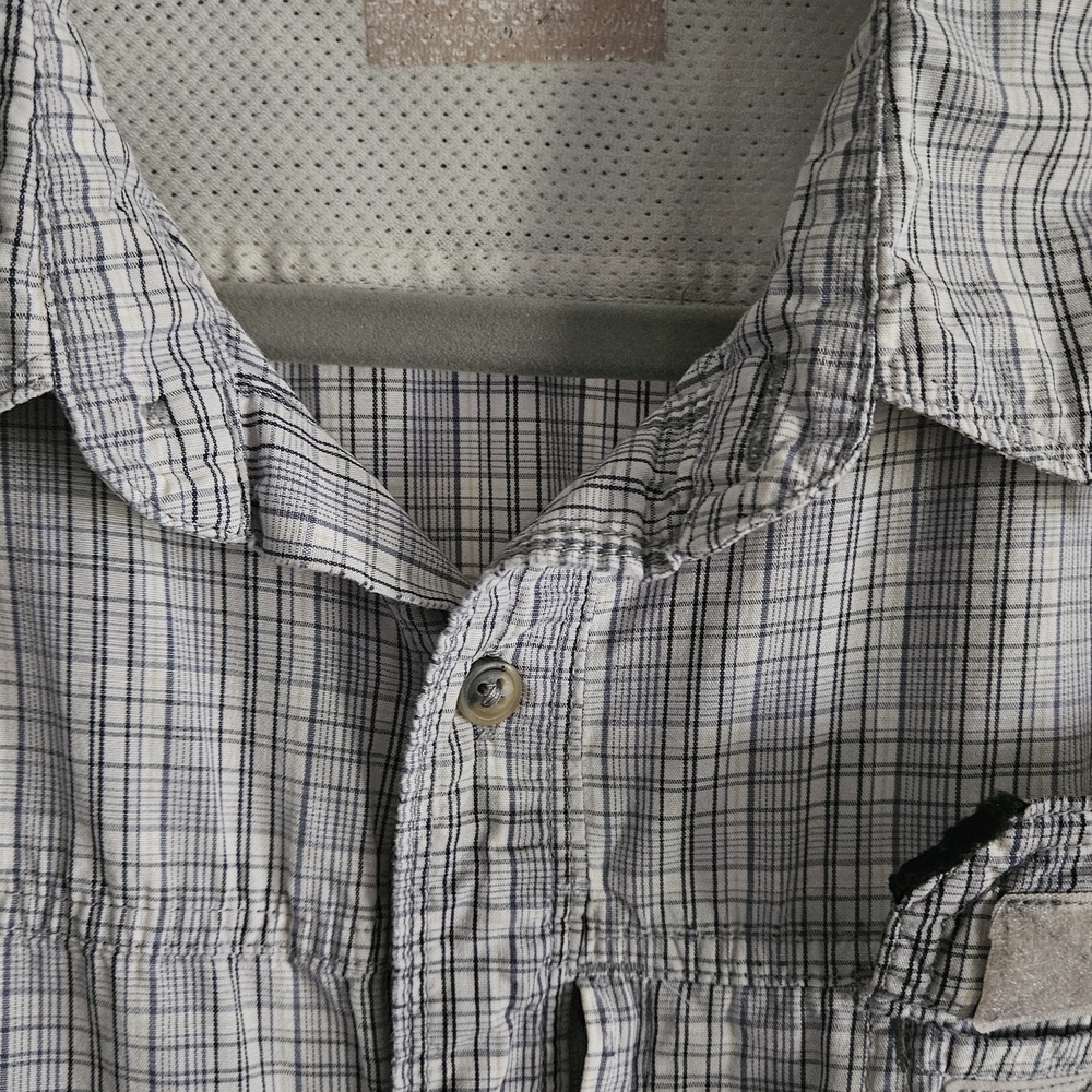 WRANGLER Button Down Casual Shirt Wrangler Gray Plaid Men's Shirt - Picture 7 of 11
